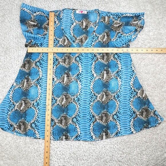 Buddy Love Avril V Neck Blouse Blue Gray Snake Print - Picture 6 of 8